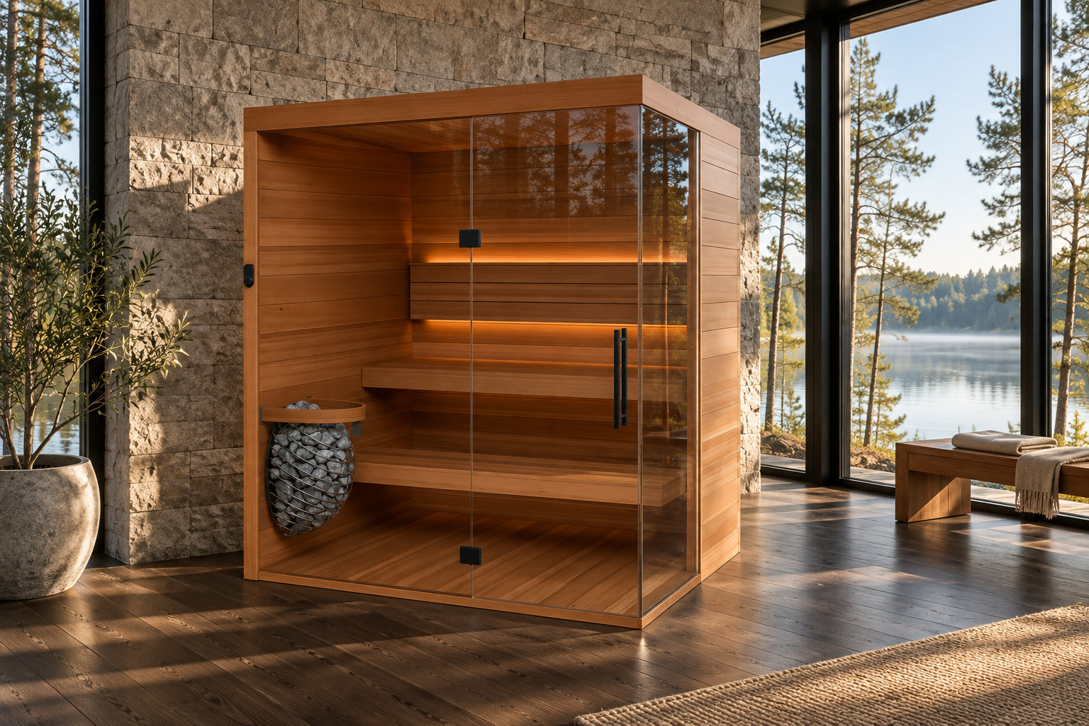 Render del Sauna 03. En una casa junto al lago